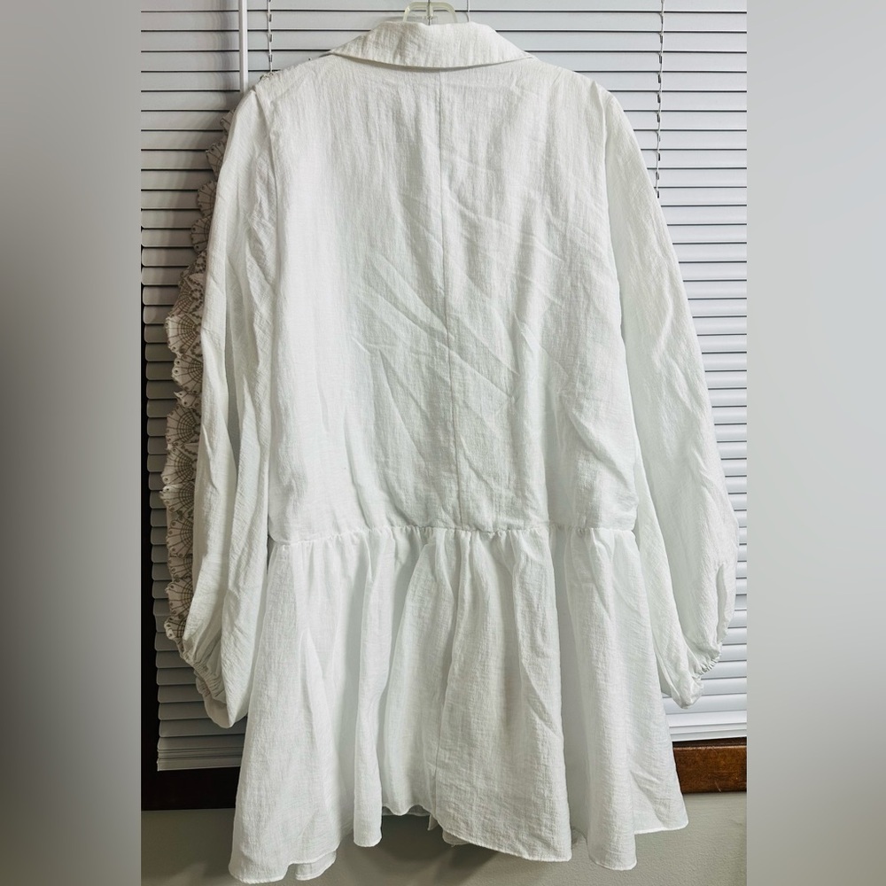 Keepsake the Label White Lace Ruffles Long Puff Sleeves Mini Dress US L-8/UK 12 - Picture 9 of 9